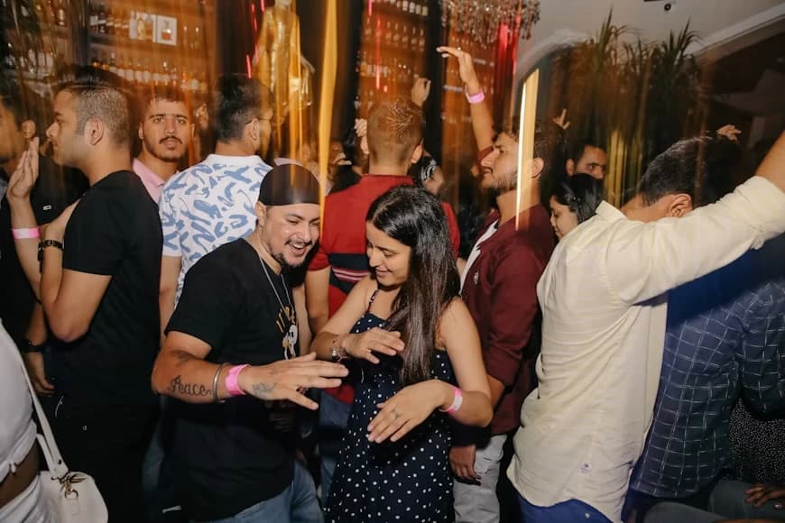 A busy party, wristbands on